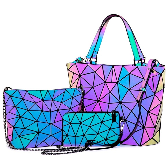 lovelook Handbags - Geometric Luminous Handbag, Crossbody, Coin Purse